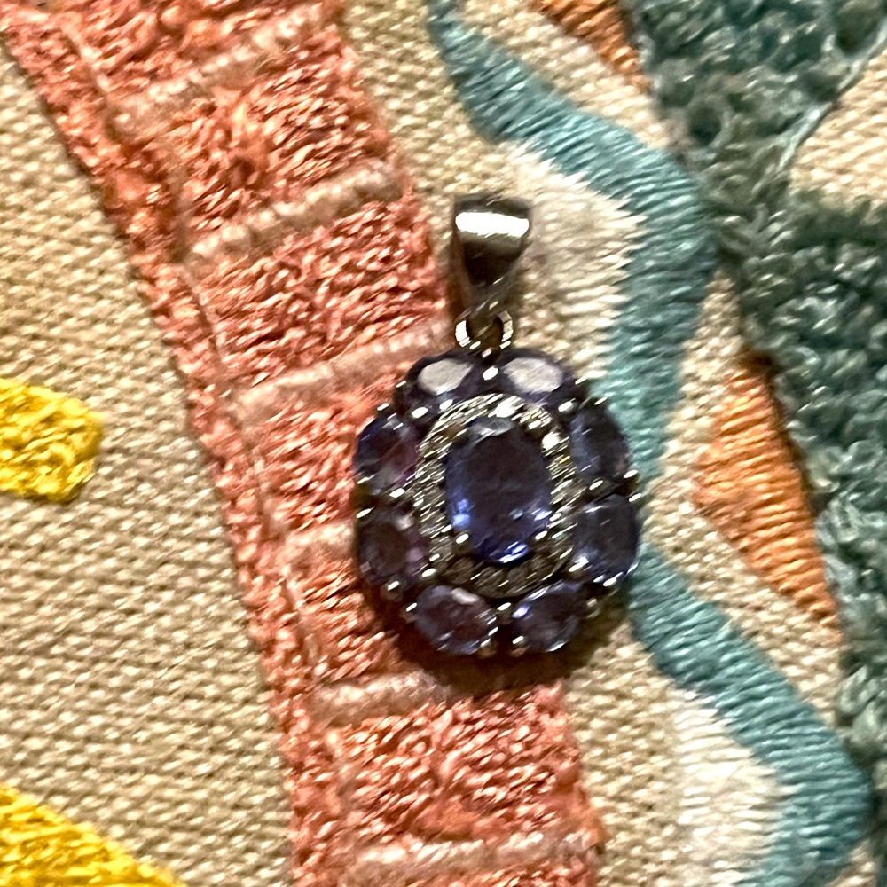 DIAMOND AMETHYST STERLING SILVER  PENDANT